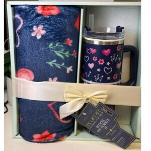 Lumiere Lane 2pk Gift Set (Tumbler & Throw) - NAVY - NEW in Box